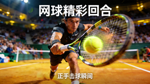 网球比赛精彩回合视频缩略图：运动员正手击球